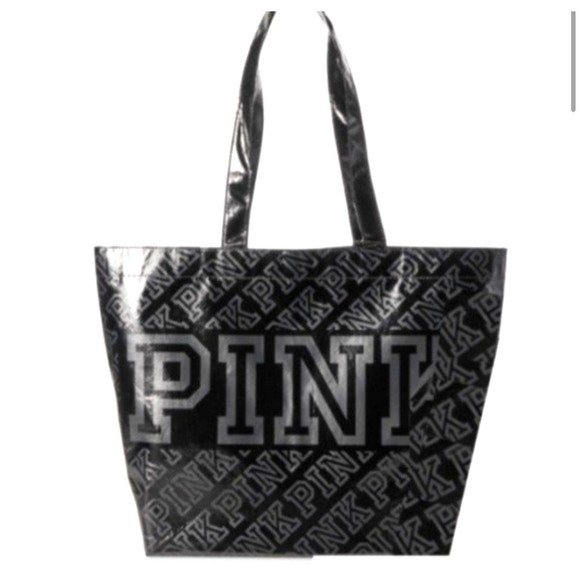 PINK Victoria's Secret Handbags - Victoria's Secret Pink Black REUSABLE TOTE Shopping BAG